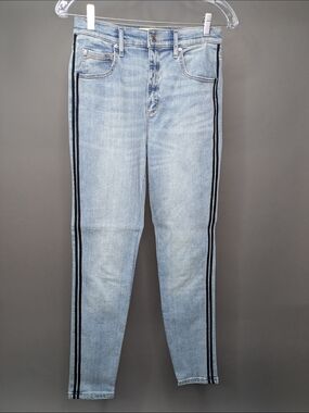 Garage Light Blue Skinny Jeans with Black Side Stripes